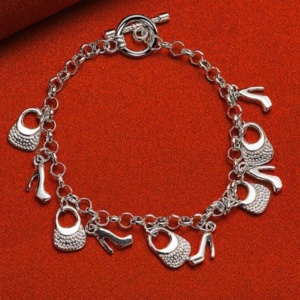 High Heels Shopping Bag Charm Bracelet For Fashion Woman Wedding Party Girl